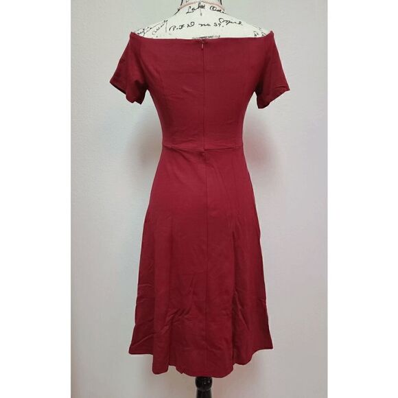 ❤️ Off Shoulder Short Sleeve Cocktail Burgundy Dress with Pockets SIZES M, L NEW - Picture 16 of 16